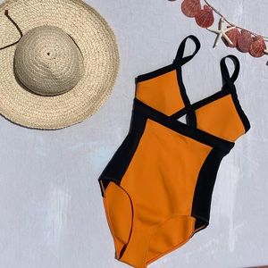 Orange and Black swimsuit